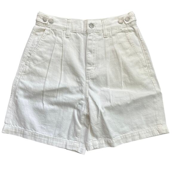 NWT Madewell Harlow Pleated Shorts In White Size 24 - Picture 1 of 4